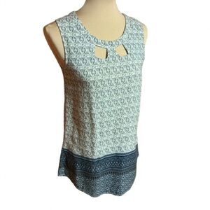 Papillon ethnic blue floral summer tank top